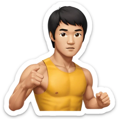 Bruce Lee with accurate facial features, proper head structure, chest up portrait sticker