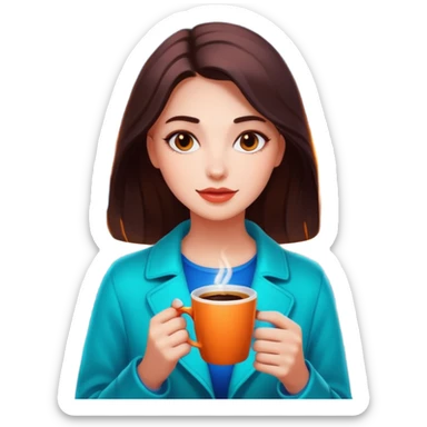 Woman with coffee , coffe shopwith  neon glow, Midnight Wander. sticker