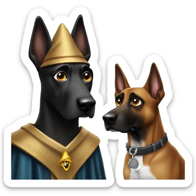 malinois dog with wizard scared sticker
