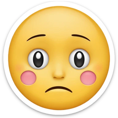 round yellow cartoon face with small frown and teary eyes, minimalist vector style, flat color, emoji design, white background sticker