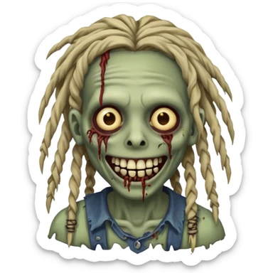 zombie with dreads with braces smiling  sticker
