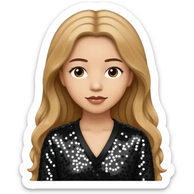 Head from Korn with long light brown hair, light skin, black sequin outfit sticker