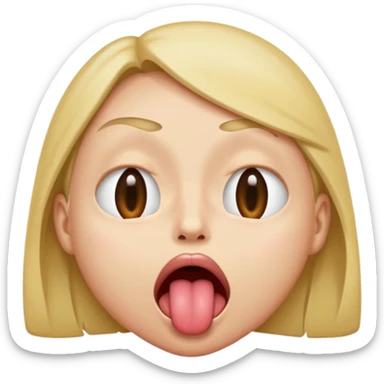 One eye closed the other eye open looking up with sour look on face with tounge out sticker