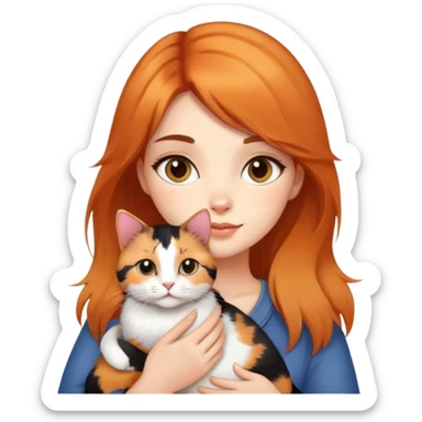 Beautiful girl holding a cow cat sticker