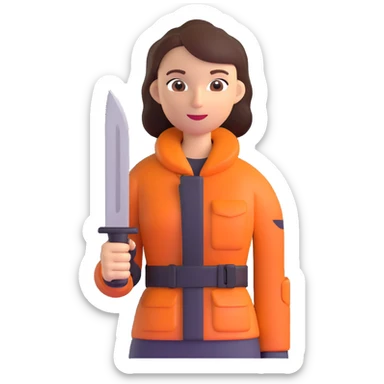 Outdoorsy woman with a survival knife sticker