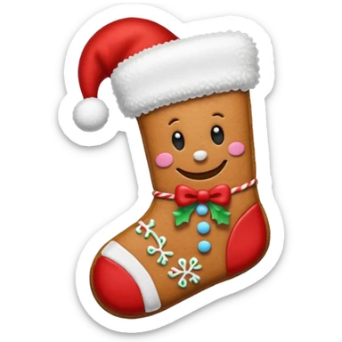 gingerbread cookie in red chrismas sock shape sticker