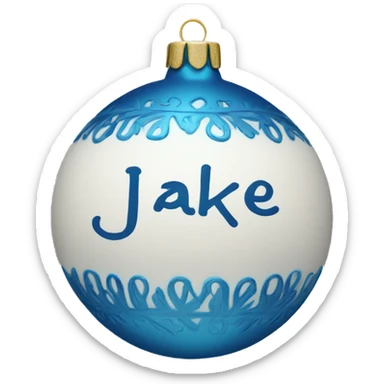 blue ornament with the name jake on it in cursive  sticker