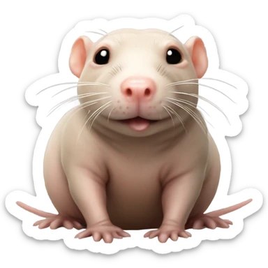 Hairless mole rat with a small mustache￼ sticker