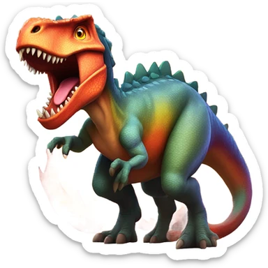Dinosaur shooting fire from its butt sticker