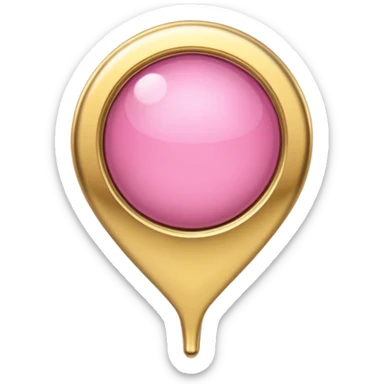 A pink location pin with elegant golden details and accents.  sticker