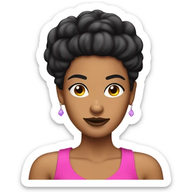 Tanned woman with black hair dressed in 1990s grunge hair, makeup, and neon attire  sticker