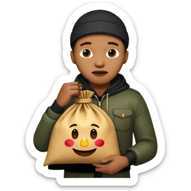 Ladrão com saco de dinheiro emoji eveito Mandelaa sticker