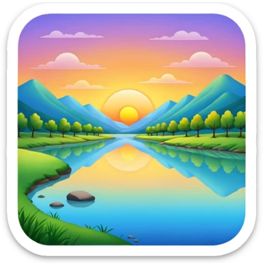 nature, sunrise on a river sticker
