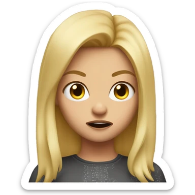 Bratty girl with blond hair making a mean face sticker