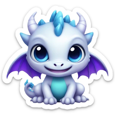 Cute baby Dragon with blue and purple eyes  sticker