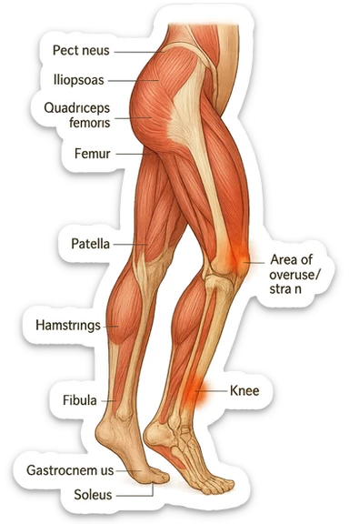 PRENDI SPUNTO DALLA FOTO E FAMMI A LIVELLO ANATOMICO LA GAMBA IN SOVRACCARICO sticker