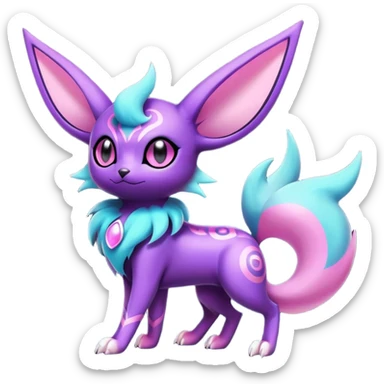 Shiny Exotic Badass Ethereal Royal Mysterious Gothic Noibat-Espeon-Umbreon-Sylveon-Pokémon-Fakémon-hybrid-creature (full body) with random pattern-markings sticker