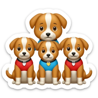 3 cagnolini seduti con vestitino in maglia in bianco e nero sticker