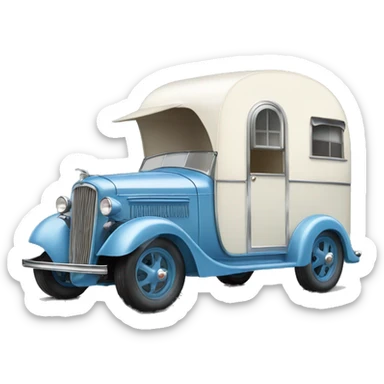 hot rod caravan,1935 pulling trailer,pearl blue  sticker