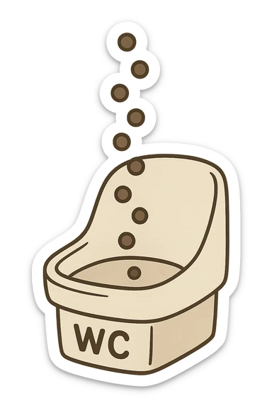wc dentro cui cadono feci di animale a pallini sticker