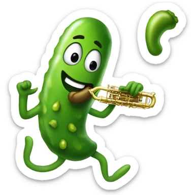 Dancing pickle playing a saxophone  sticker