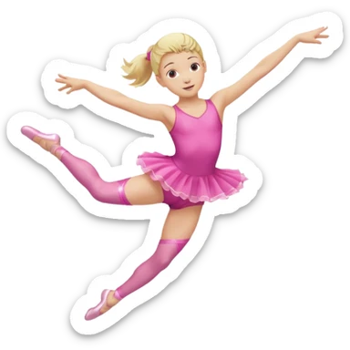 pink dancer-gymnast child with blonde hair leaping in the air sticker