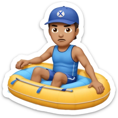 angry dad with pool raft  sticker