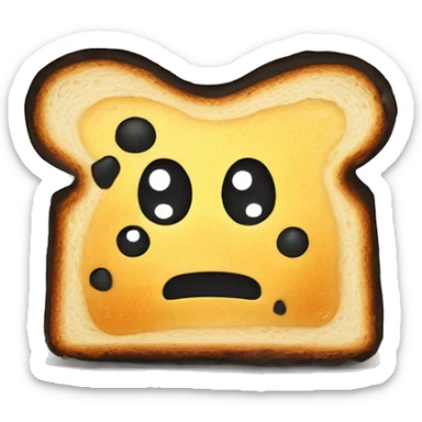 a slice of toast there are black charred bits on him, he is very sad and depressed and lonely, in the middle of nowhere, in the style of a moebius comic drawing  a slice of toast sticker