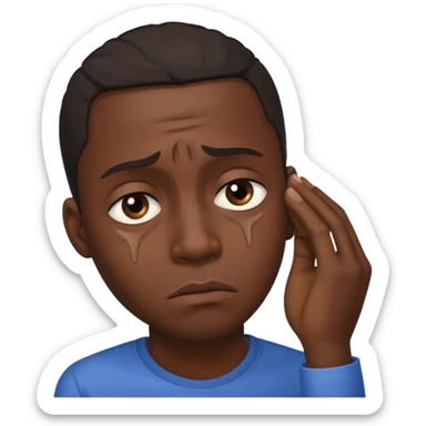 black man having Pity - feeling of sorrow and compassion for another, looking sideways sticker