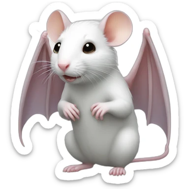 White rat with Bat wings sticker