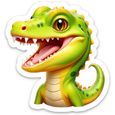 Cinematic Cute Yawning Gecko Portrait Emoji, Head tilted slightly with a dramatic, wide-open yawn, showcasing a compact, smooth-scaled body with slightly drooping eyelids and a relaxed, open-mouthed expression, Simplified yet irresistibly adorable features, highly detailed, glowing with a soft, cozy ambient glow, high shine, relaxed yet expressive, stylized with a hint of whimsical charm, soft glowing outline, capturing the essence of a drowsy yet affectionate gecko that appears ready to stretch out for a nap! sticker