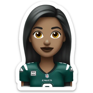 White skin female dark hair red lips wearing Philadelphia Eagles jersey sticker