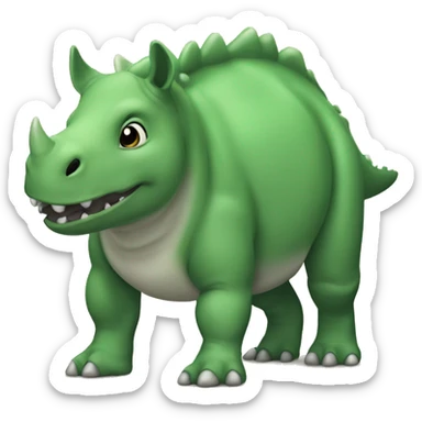a small green rhino dinosaur with a tummy that looks like a stuffed animal sticker