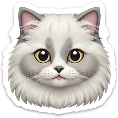 cinematic-adorable-big-eyed-fluffy-white and grey-ragdoll-cat-portrait-emoji,-head-tilted-playfully-with-a-sweet-expression,-fluffy-grey seal colour with white-fur,-simplified-yet-irresistibly-cute-features-with-large,-expression, sticker