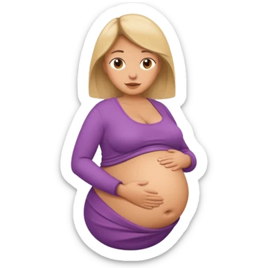 heavily pregnant woman with extremely large overdue belly sticker
