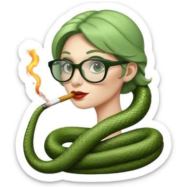 can you create a sneaky bitch SNAKE with big glasses smoking a cigarrette sticker
