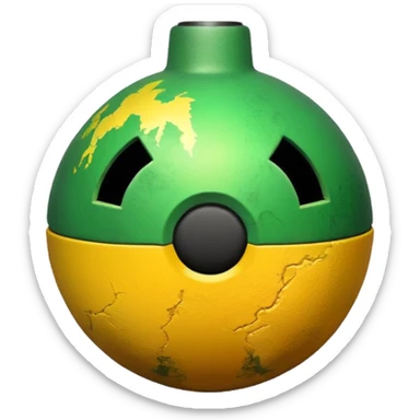 create a radioactive bomb emoji, which has a gradient of green to yellow, make the bomb have breaking patterns but isnt breaking, and make the bomb more digital instead of realistic sticker