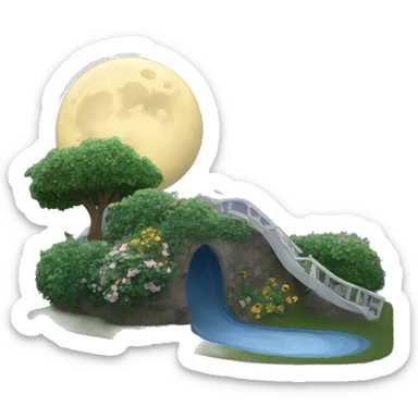 Moon sliding in Garden sticker