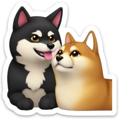 shibainu and black cat being-in-love sticker