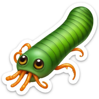Eight eyed green and orange leech with suction sticker