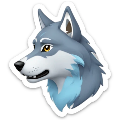 Wolf, white, lightblue, emote, Twitch sticker