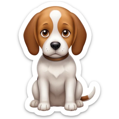 White adult beagle sitting sticker