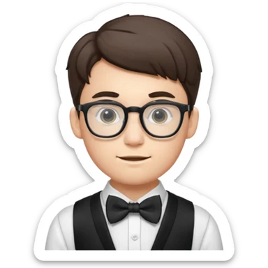 Nerdy specs boy  emoji with bow sticker