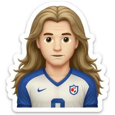 Long Haired Football Players, Footballer with flowing hair in jersey sticker