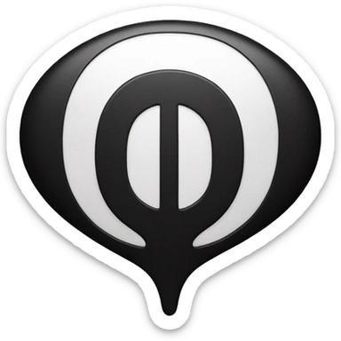 A black oval with a bold white "T" symbol in the center, featuring a vertical line that splits into two curved arms at the top, and two inward-curving black shapes below the arms.  Refer tata company logo sticker
