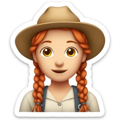 Farmer girl with red hair with braids  sticker