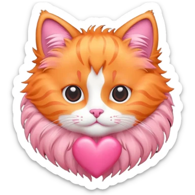 Gato naranja corazón rosa kawaii sticker
