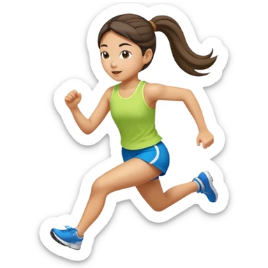 Asian girl with ponytail running sticker