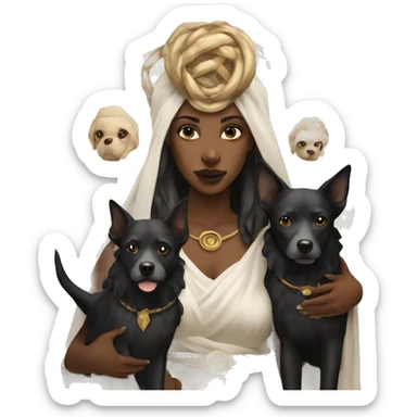 Hekate from Greek mythology with her two dogs sticker