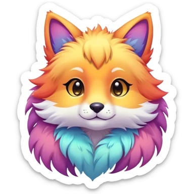 Kawaii bright fantasy ethereal anthro fursona animal sticker